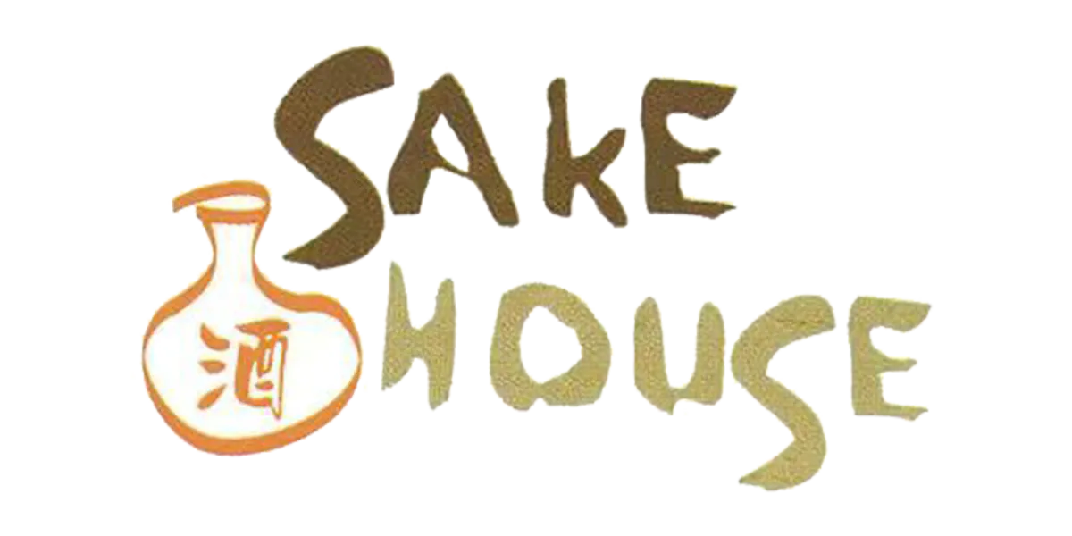 Sake House logo with sake bottle illustration and Japanese kanji character