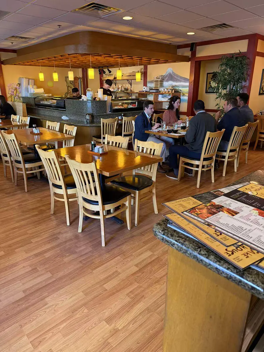 interior with sushi bar and menu on counter at Sake House 2，a Japanese Restaurant in Jacksonville